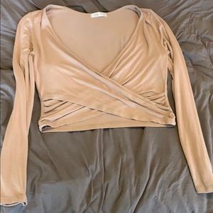 long sleeve cross crop top